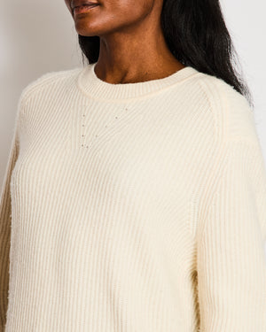 Rag & Bone Cream Round Neck Long-Line Knitted Jumper Size S (UK 8)