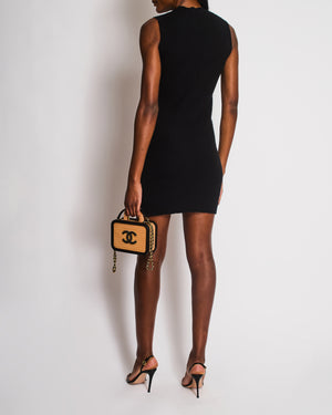 Chanel Black Sleeveless Knitted Dress with CC Logo Button Detail Size FR 36 (UK 8)