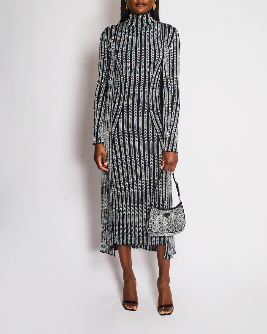Missoni Black Zig Zag Sequin Print Sleeveless Maxi Dress with Matching Cardigan Set Size IT 38 (UK 6)