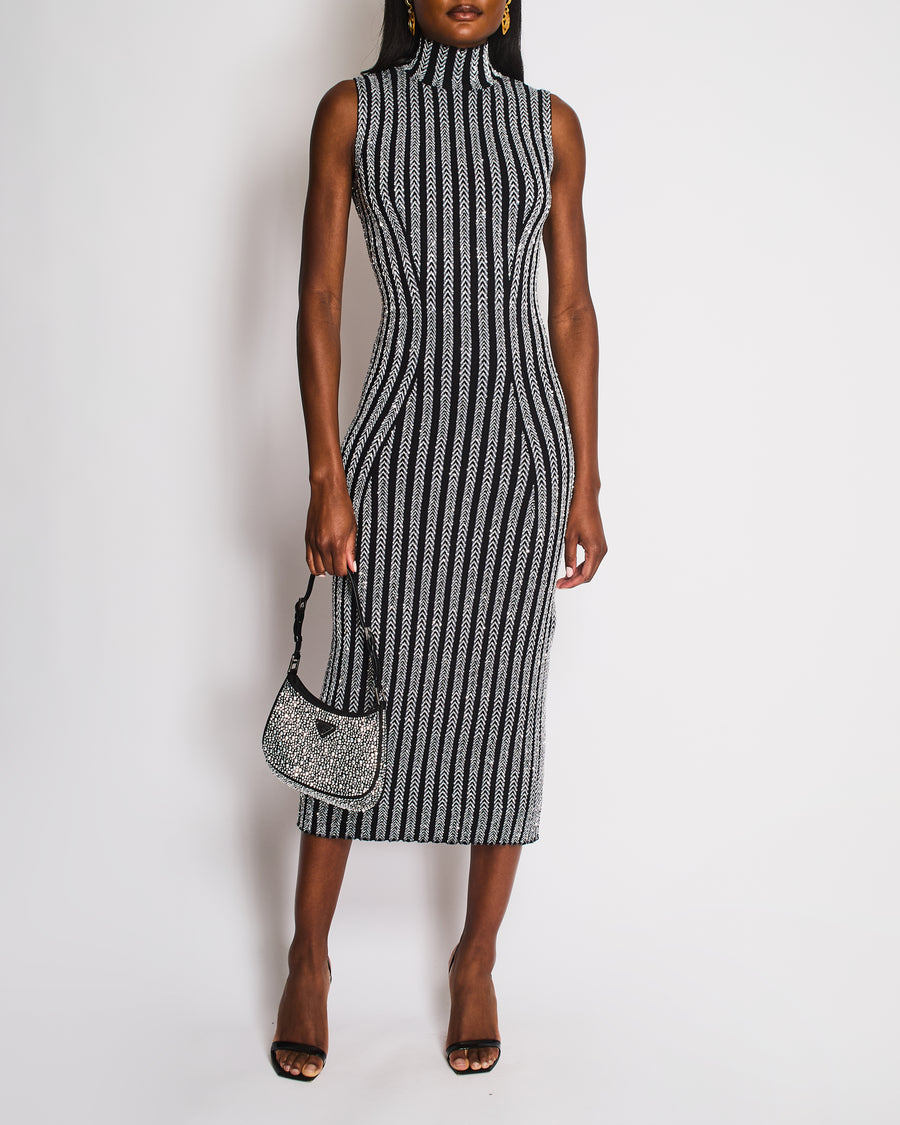 Missoni Black Zig Zag Sequin Print Sleeveless Maxi Dress with Matching Cardigan Set Size IT 38 (UK 6)