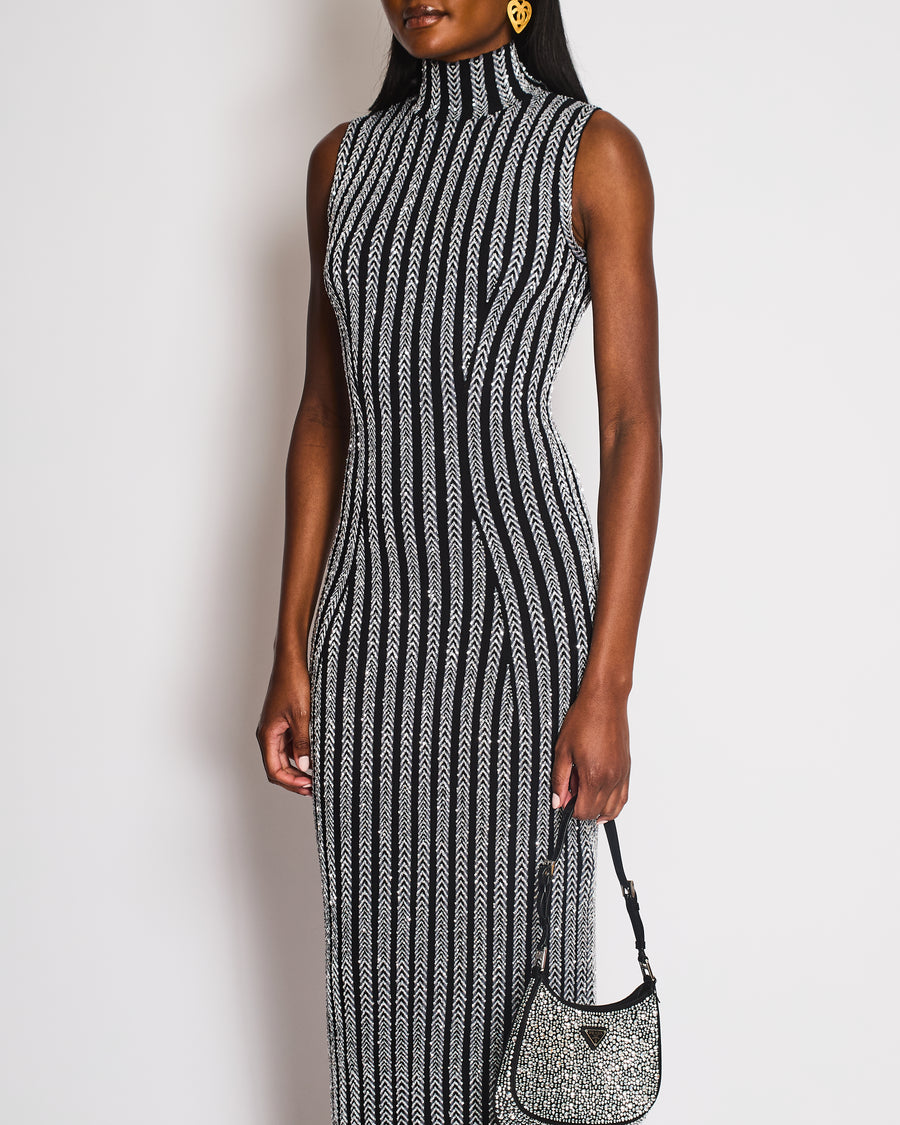 Missoni Black Zig Zag Sequin Print Sleeveless Maxi Dress with Matching Cardigan Set Size IT 38 (UK 6)