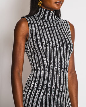 Missoni Black Zig Zag Sequin Print Sleeveless Maxi Dress with Matching Cardigan Set Size IT 38 (UK 6)