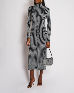 Missoni Black Zig Zag Sequin Print Sleeveless Maxi Dress with Matching Cardigan Set Size IT 38 (UK 6)