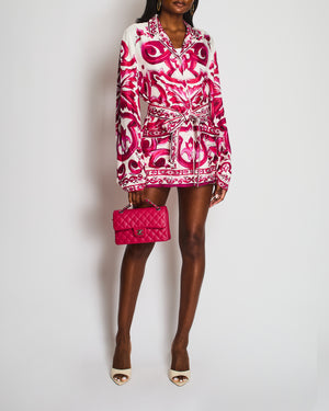 Dolce & Gabbana Pink Majolica Print Silk Shirt With Matching Belt Size IT 44 (UK 12)