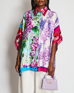 Dolce & Gabbana Floral Multicoloured Silk Twill Collared Shirt Size 44 (UK 12)
