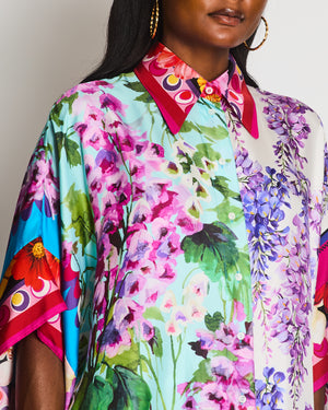 Dolce & Gabbana Floral Multicoloured Silk Twill Collared Shirt Size 44 (UK 12)