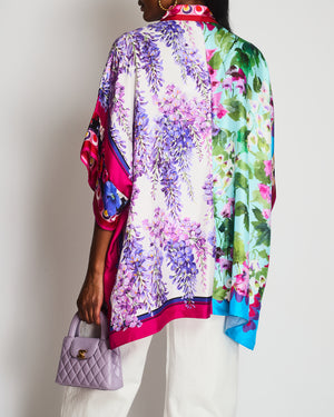 Dolce & Gabbana Floral Multicoloured Silk Twill Collared Shirt Size 44 (UK 12)