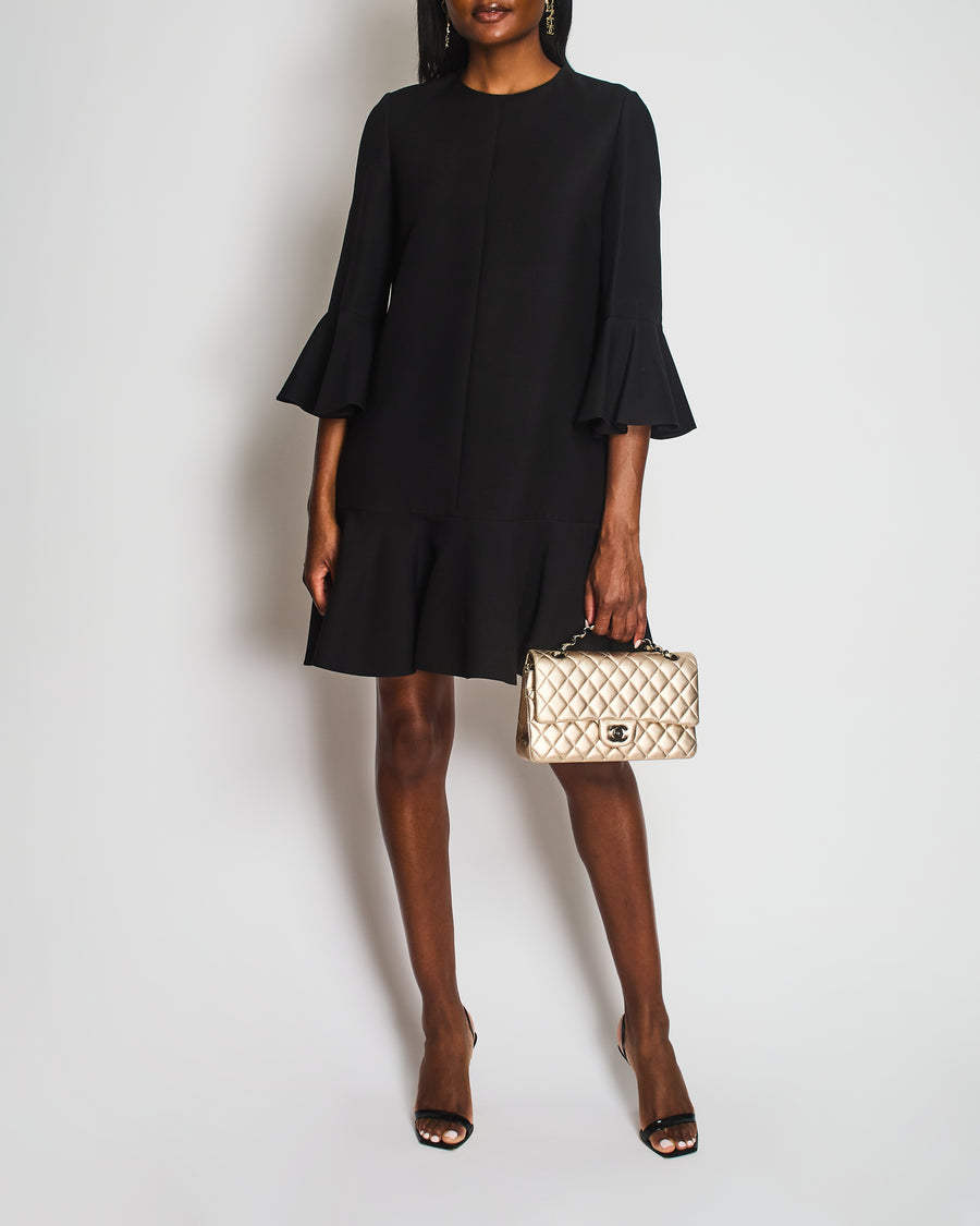Valentino Black Ruffle Trim Details Mini Dress Size IT 44 (UK 12)