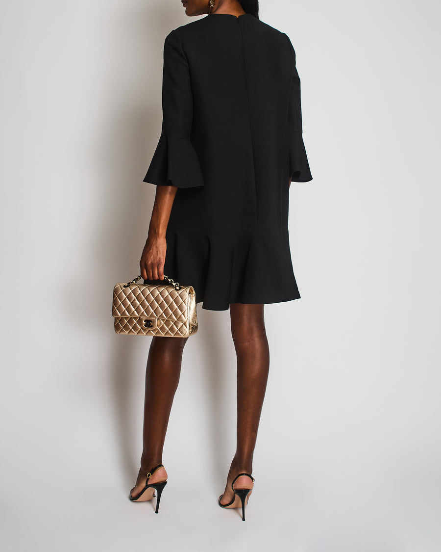 Valentino Black Ruffle Trim Details Mini Dress Size IT 44 (UK 12)