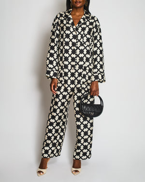 Gucci Black and White Geometric Print Silk Shirt and Trousers Set Size IT 44/46 (UK 12/14)