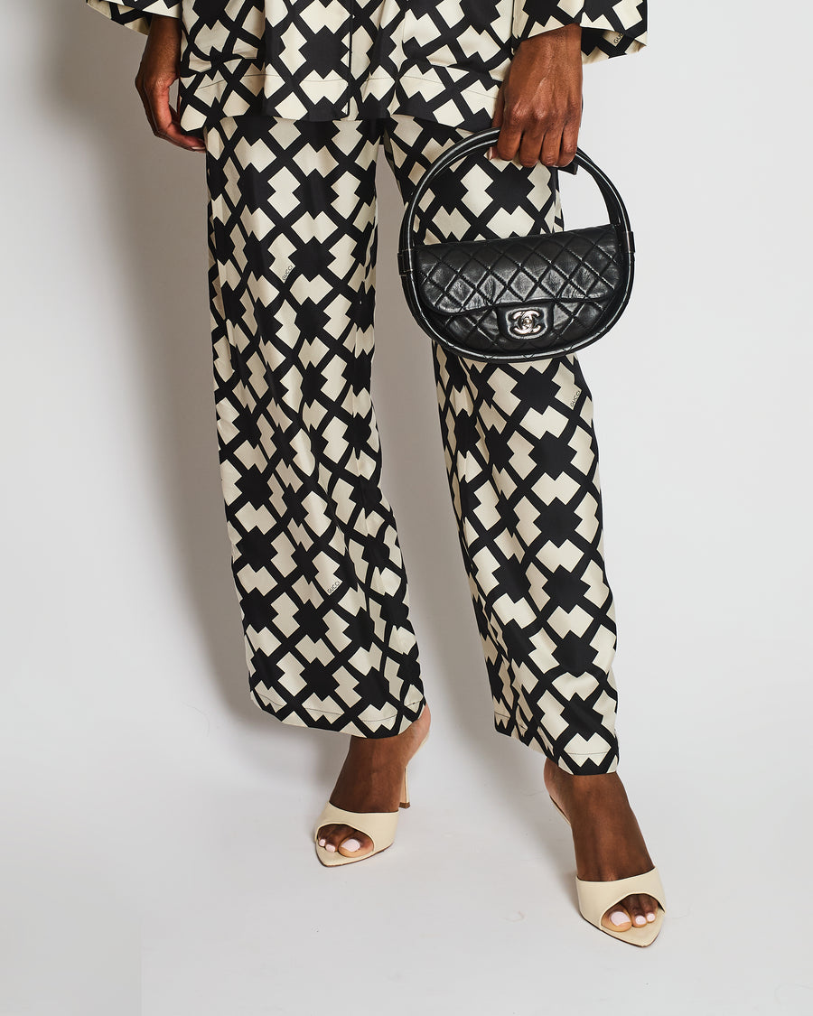 Gucci Black and White Geometric Print Silk Shirt and Trousers Set Size IT 44/46 (UK 12/14)
