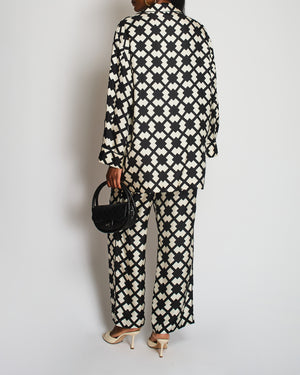 Gucci Black and White Geometric Print Silk Shirt and Trousers Set Size IT 44/46 (UK 12/14)
