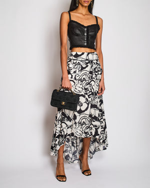 Chanel 22P Black Lambskin Leather Cropped Corset Top with Thrilled Detail Size 36 (UK 8)