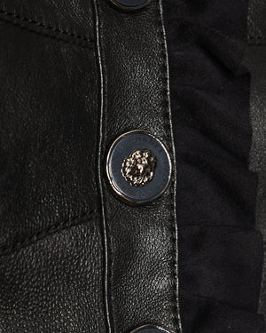Chanel 22P Black Lambskin Leather Cropped Corset Top with Thrilled Detail Size 36 (UK 8)