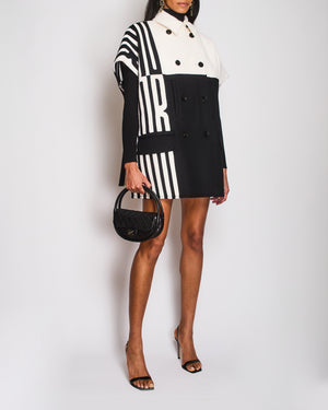 Christian Dior Black & White Double Breasted Poncho Size UK 6