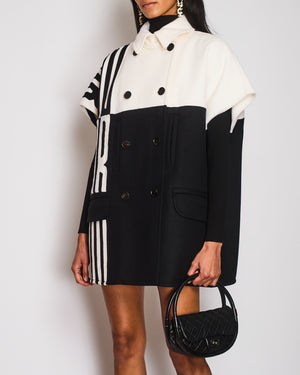 Christian Dior Black & White Double Breasted Poncho Size UK 6