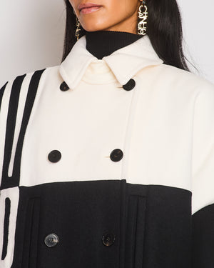 Christian Dior Black & White Double Breasted Poncho Size UK 6