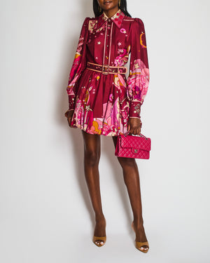 Zimmermann Pink Long Sleeve Star Print Midi Dress Size 1 (UK 10)