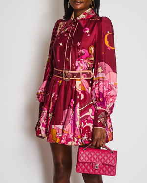 Zimmermann Pink Long Sleeve Star Print Midi Dress Size 1 (UK 10)
