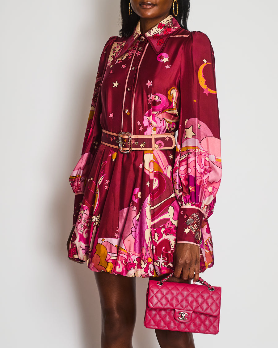 Zimmermann Pink Long Sleeve Star Print Midi Dress Size 1 (UK 10)