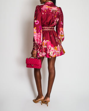 Zimmermann Pink Long Sleeve Star Print Midi Dress Size 1 (UK 10)