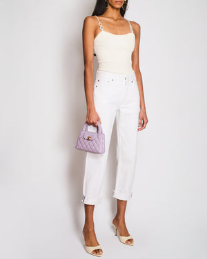 Mach & Mach White Ribbed Bodysuit with Crystal Embellished Loop Detail Size FR 34 (UK 6)