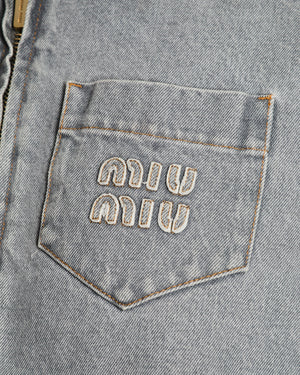 Miu Miu Grey Cropped Jacket with Logo Detail Size IT 40 (UK 8)
