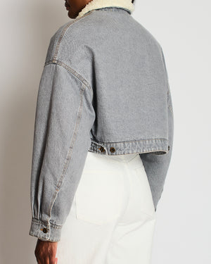 Miu Miu Grey Cropped Jacket with Logo Detail Size IT 40 (UK 8)