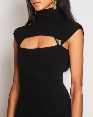 The Attico Black Ribbed High-Neck Maxi Dress Size IT 40 (UK 8)