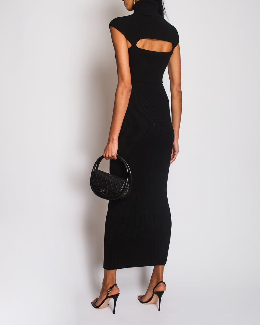 The Attico Black Ribbed High-Neck Maxi Dress Size IT 40 (UK 8)