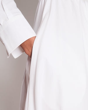 Valentino White Beaded Maxi Shirt Dress with Logo Embroideries and Waist Tie Detail Size IT 38 (UK 6)