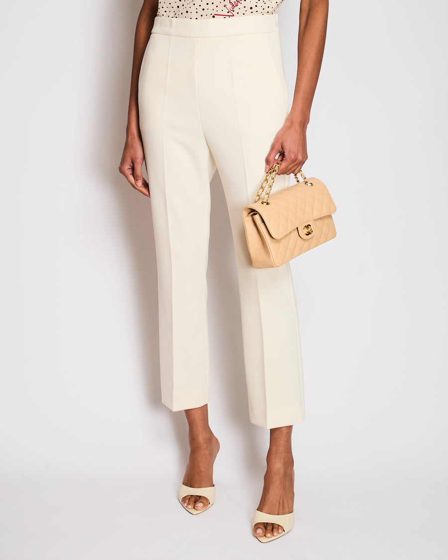 Max Mara Cream Straight-Leg Suit Trousers Size IT 40 (UK 8)