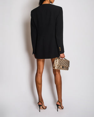 Versace Black Single Breasted Collarless Blazer with Logo Button Detail Size IT 48 (UK 16)