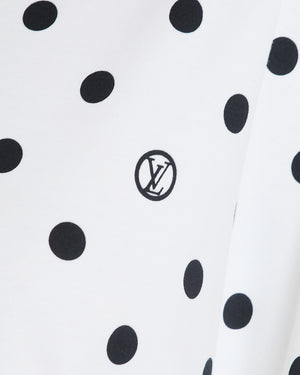 Louis Vuitton White Polka Dot Short Sleeve T-Shirt with Logo Print and Chain Detail Size XXL (UK 16)