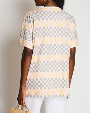 Louis Vuitton Beige Damier Monogram Printed T-Shirt with Chain Detail Size XL (UK 14)
