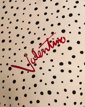 Valentino Cream Polka Dots Sleeveless Shirt With Bow Details High Neck and Red Valentino Motifs Size IT 38 (UK 6)