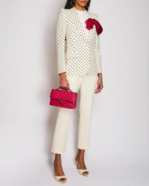 Valentino Cream Polka Dot Single Breast  Blazer With Pink Bow Detail Size IT 36 (UK 4)