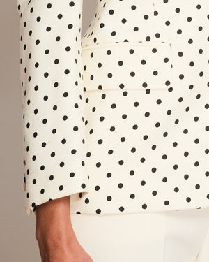 Valentino Cream Polka Dot Single Breast  Blazer With Pink Bow Detail Size IT 36 (UK 4)