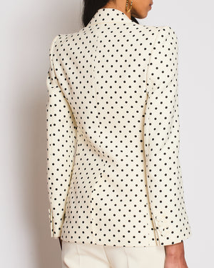 Valentino Cream Polka Dot Single Breast  Blazer With Pink Bow Detail Size IT 36 (UK 4)