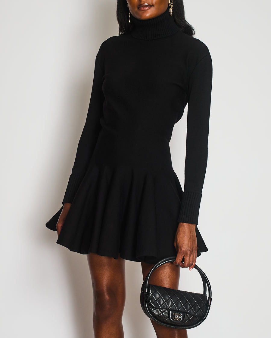 Valentino Black High Neck Knit Skater Dress Size S (UK 8)