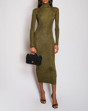 Isabel Marant Gold-Green Sheer High Neck Maxi Dress Size FR 36 (UK 8)