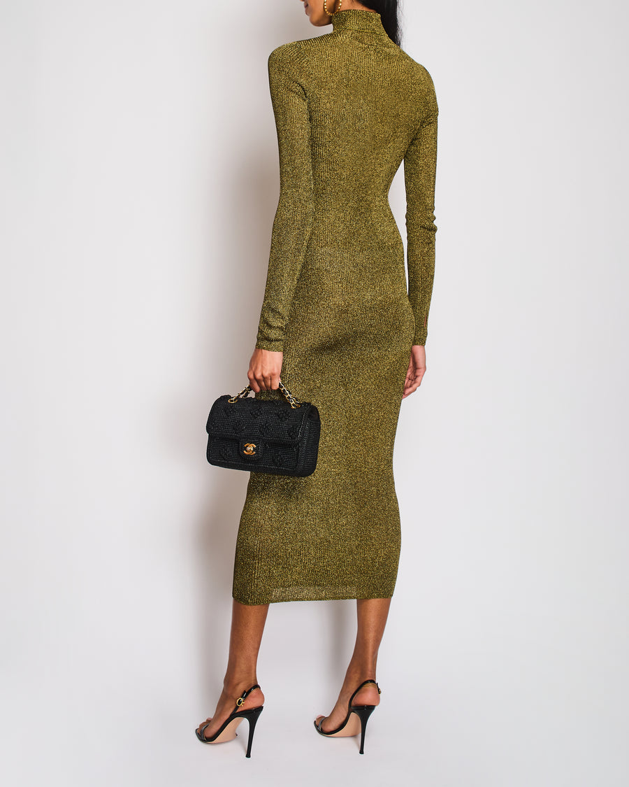 Isabel Marant Gold-Green Sheer High Neck Maxi Dress Size FR 36 (UK 8)