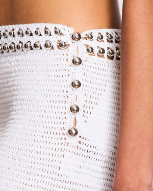 Paco Rabanne White Knitted Top and Trousers Set with Silver Embellishments FR 34/36 (UK 6/8)