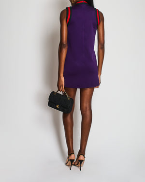 Gucci Purple Mini Dress with Green and Red Striped Wool Trims Size XS (UK 8)