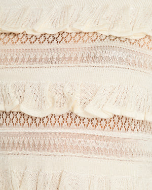 Zimmermann White Knit Ruffle Long-Sleeved Wonderland Top Size 0 (UK 8)