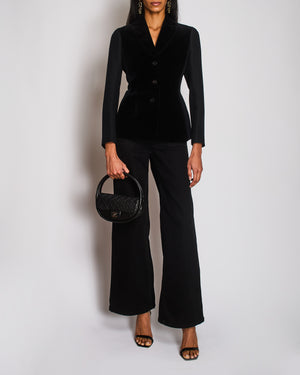 Christian Dior Black Velvet Panelled Bar Jacket Size FR 38 (UK 10)