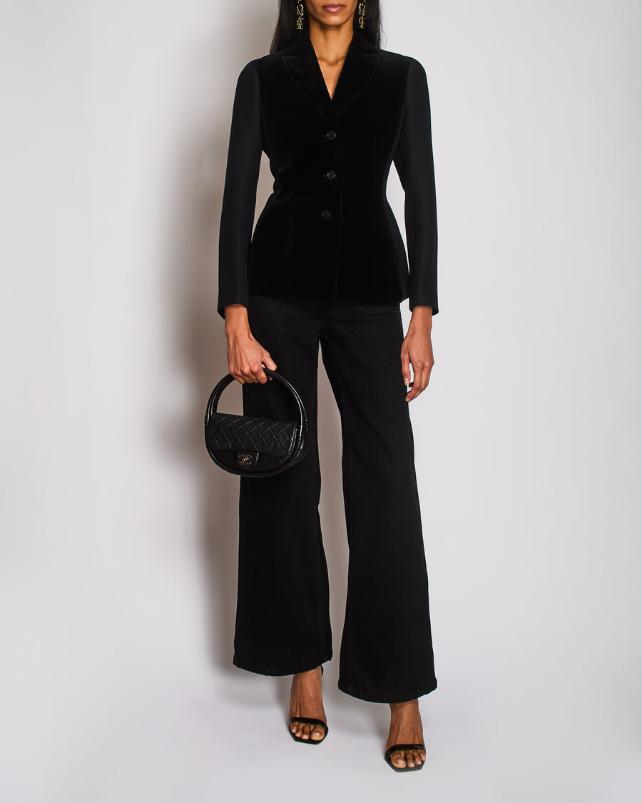 Christian Dior Black Velvet Panelled Bar Jacket Size FR 38 (UK 10)