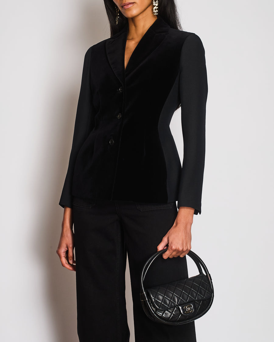 Christian Dior Black Velvet Panelled Bar Jacket Size FR 38 (UK 10)