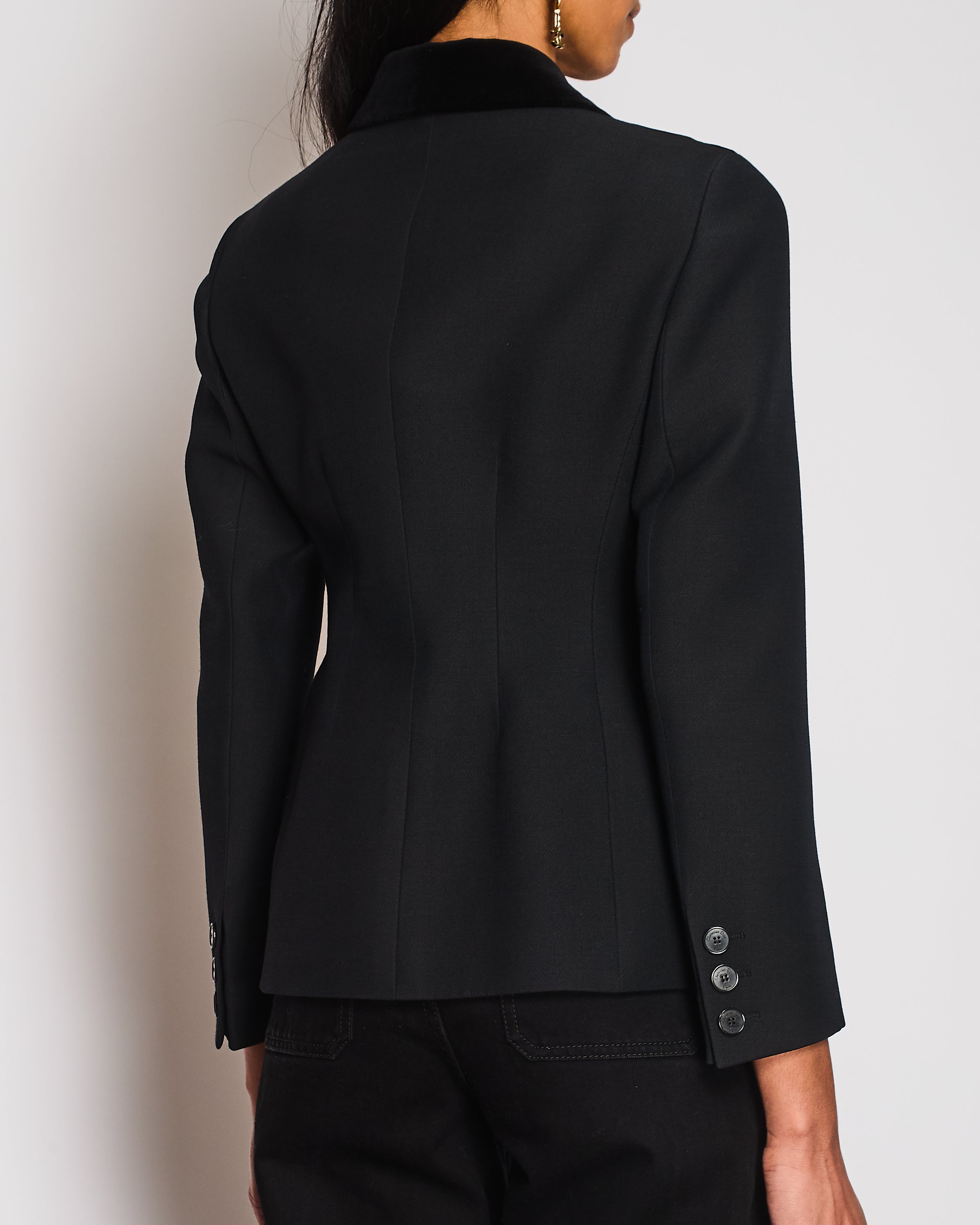Christian Dior Black Velvet Panelled Bar Jacket Size FR 38 (UK 10