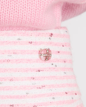 Chanel 24 Cruise Pink Striped Glitter Midi Skirt with Pleated Detail Size FR 38 (UK 10)